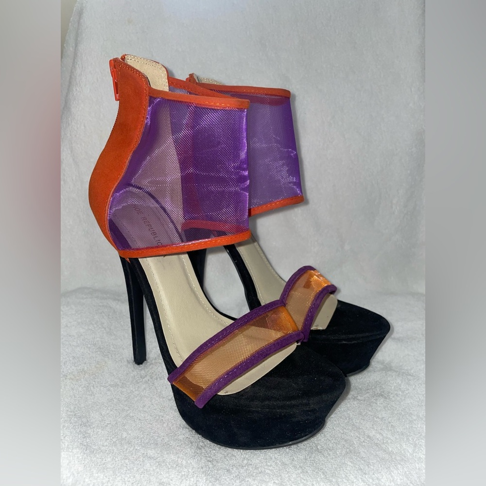Orange and purple pumps